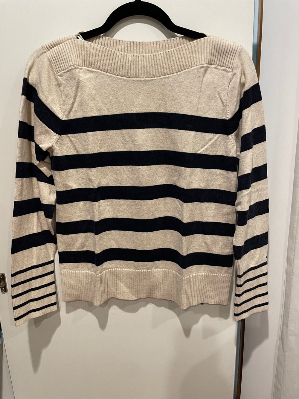 Tommy Hilfiger Striped Boatneck Women's Sweater in Cream and Navy